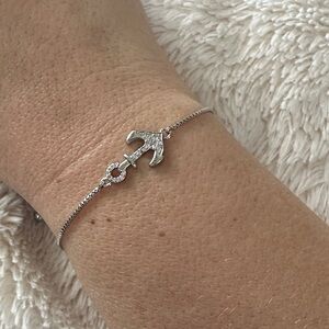 NEW Pretty Bird Jewelry | White Gold Plated Adjustable Bracelet - Anchor